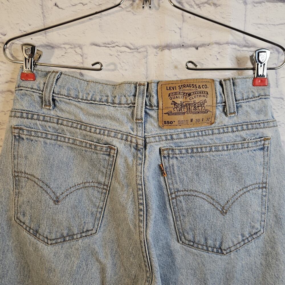 Levi's 550 Relaxed Fit Mens Jeans 30x32 (28x29.5) Light Wash 90's - Picture 5 of 9